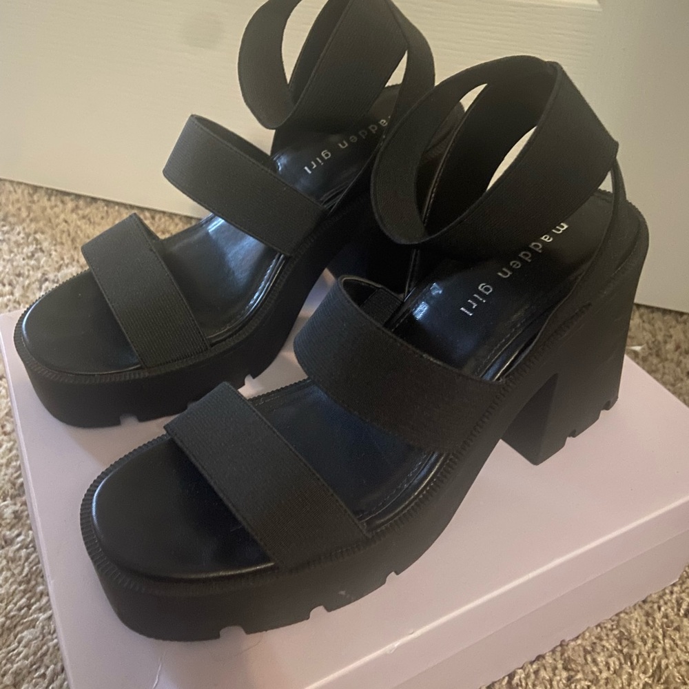 Madden Girl Black Strappy Heeled Sandals